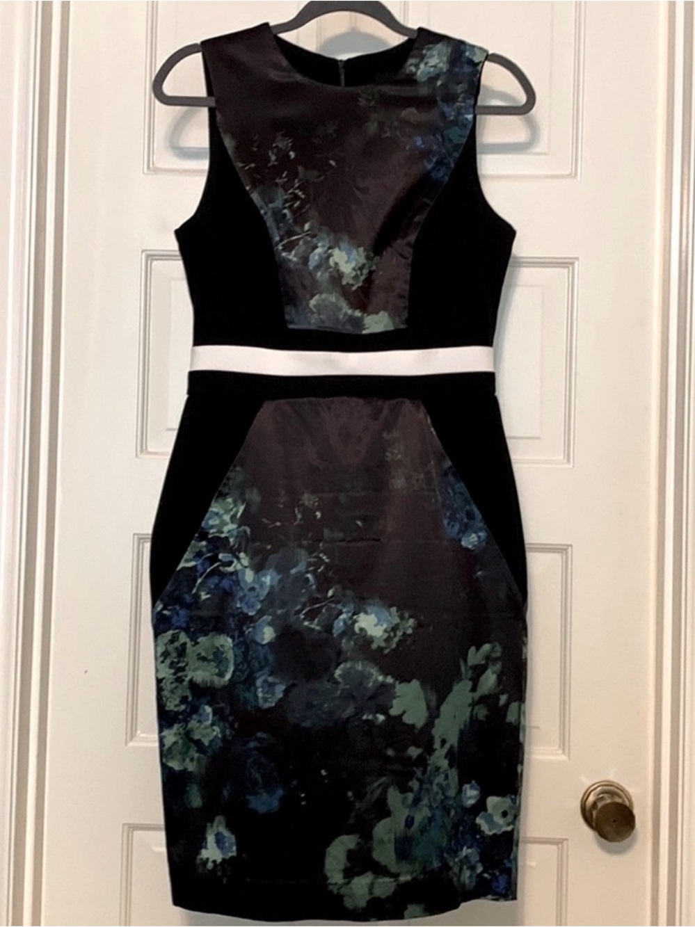 CUE Silky Water Lily Print Office Dress